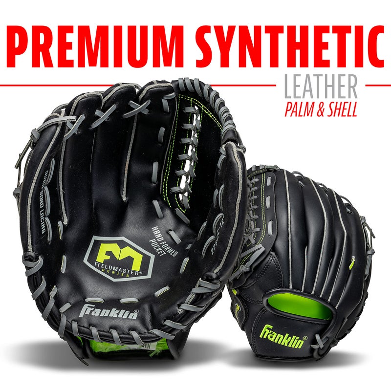 Franklin Sports Baseball and Softball Glove - Field Master Midnight - Baseball and Softball Mitt - Adult and Youth Glove - Left Hand Throw - 12", Black - Image 2